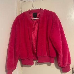 Medium Hot Pink faux fur bomber jacket, Forever 21💕